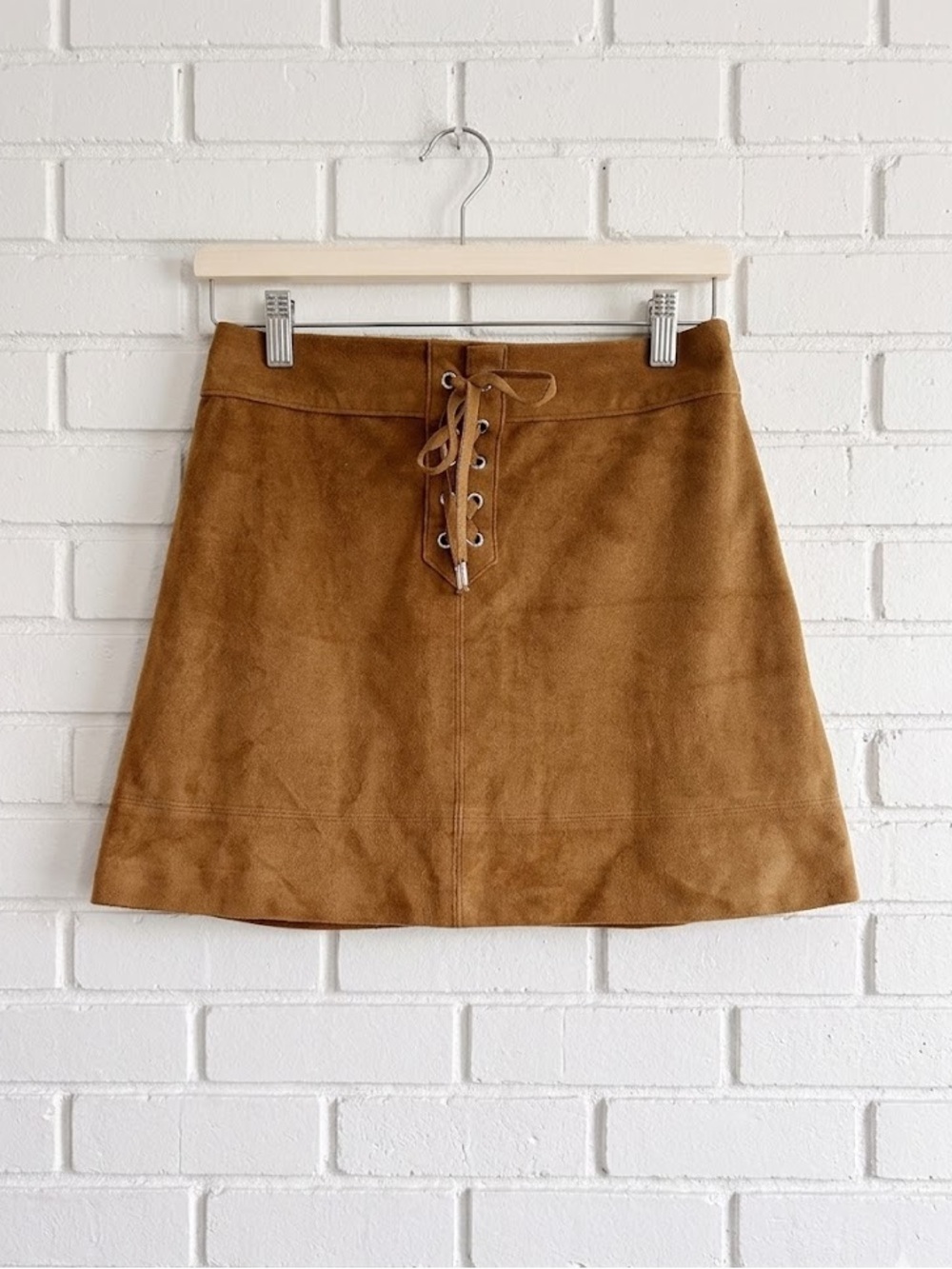 Abercrombie & Fitch Brown Vegan Suede Lace-Up Skirt (Size 2)